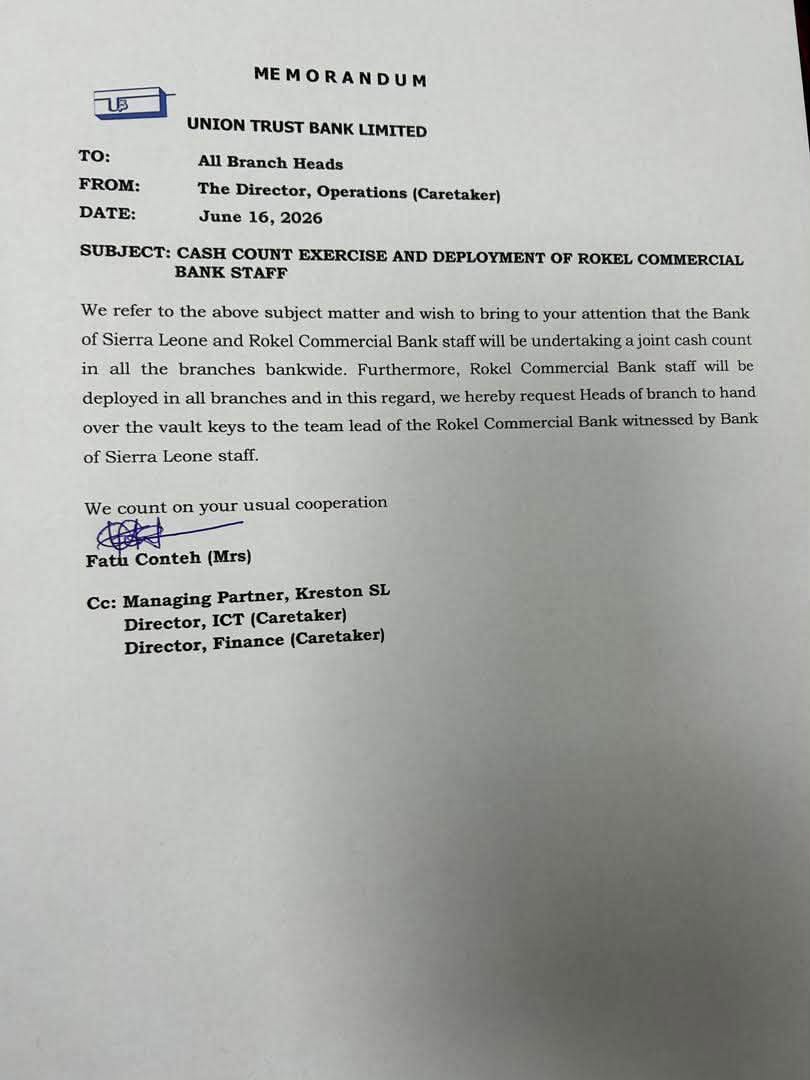 , Union Trust Bank Ceases Operations as Rokel Commercial Bank Completes Acquisition