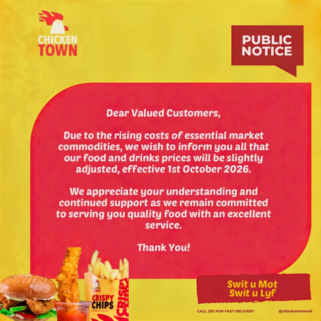 , Chicken Town Sierra Leone Announces Price Adjustment Over Rising Commodity Costs